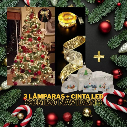 COMBO NAVIDEÑO 3 Lámparas + Cinta Led 5 metros