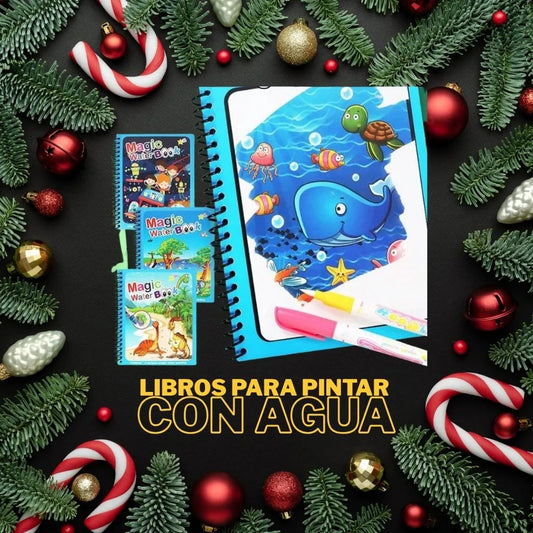 Libros Mágicos para Colorear con Agua Reutilizables: Set Educativo Anti-Manchas con Cartón Grueso y Bolígrafo Ergonómico para Niños de 2 a 5 Años