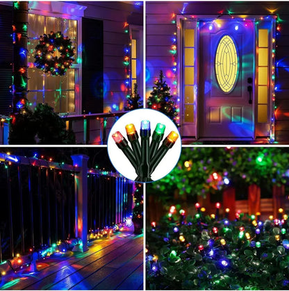 Luces Navidad Solares Exterior LED Híbridas (Solar + USB-C), IP65 Impermeable, Sensor Auto & 8 Modos