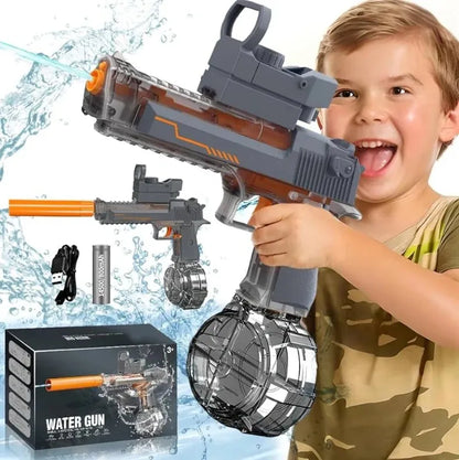 Pistola Agua Eléctrica Desert Eagle Automática: Potente, Recargable USB y Alcance 10m